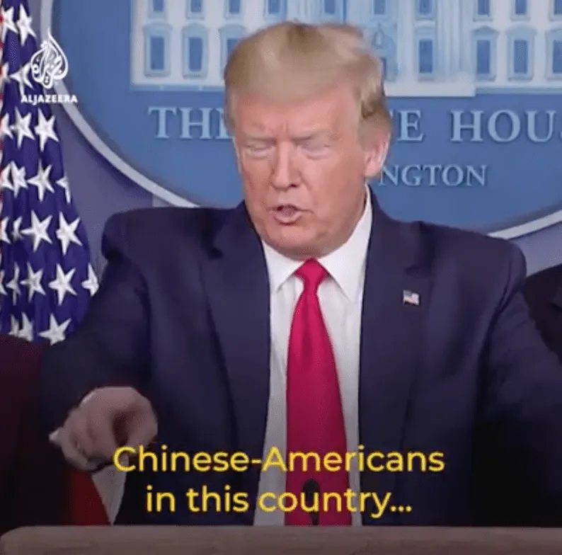 Donald Trump discussing the Chinese Virus