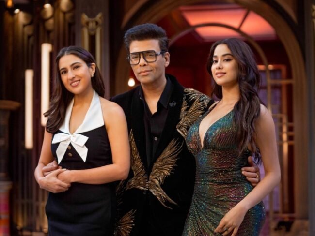 Karan Johar Janhvi Kapoor Sara Ali Khan Janhvi Kapoor and Sara Ali Khan on Koffee with Karan