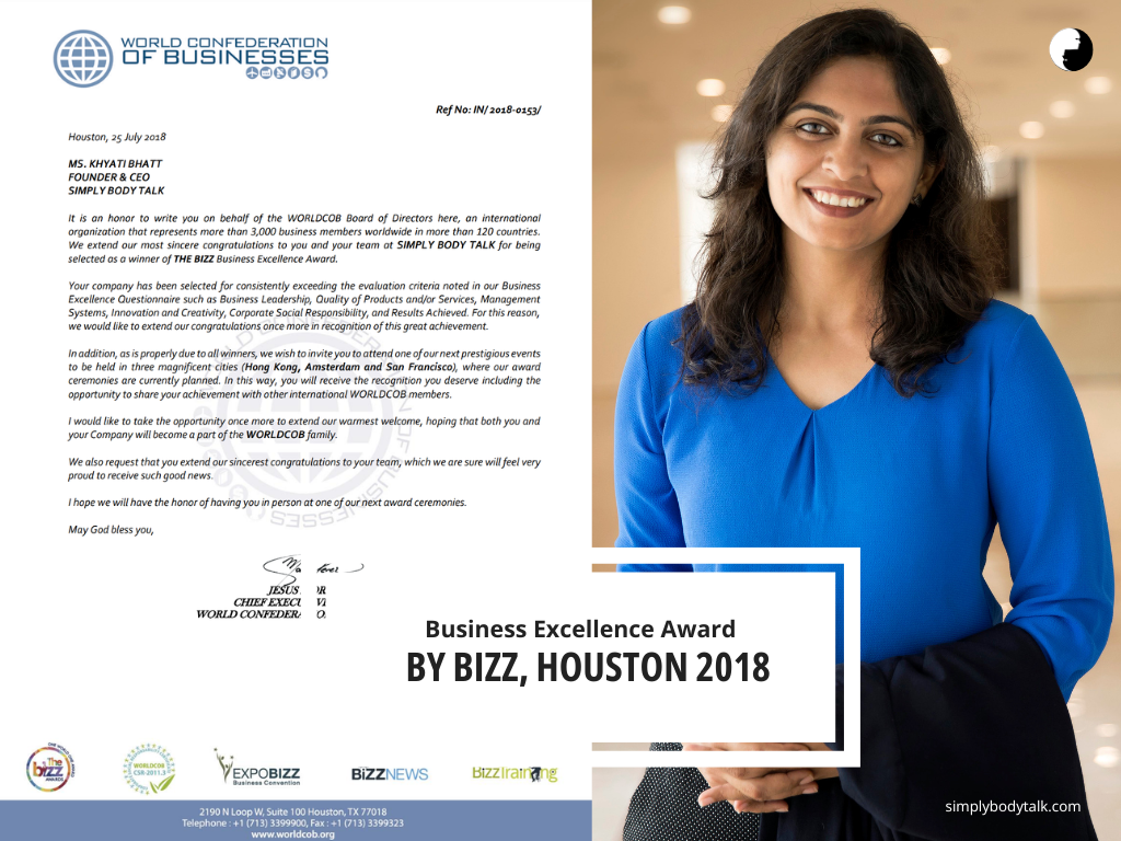 khyati bhatt BIZZ award Recognitions